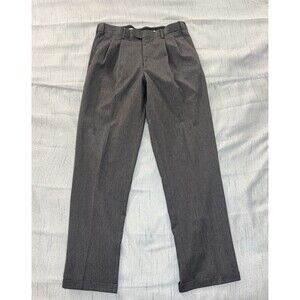 Perry Ellis Portfolio Dress Pants Mens 34x4 Gray Pleated Business Slacks Slim